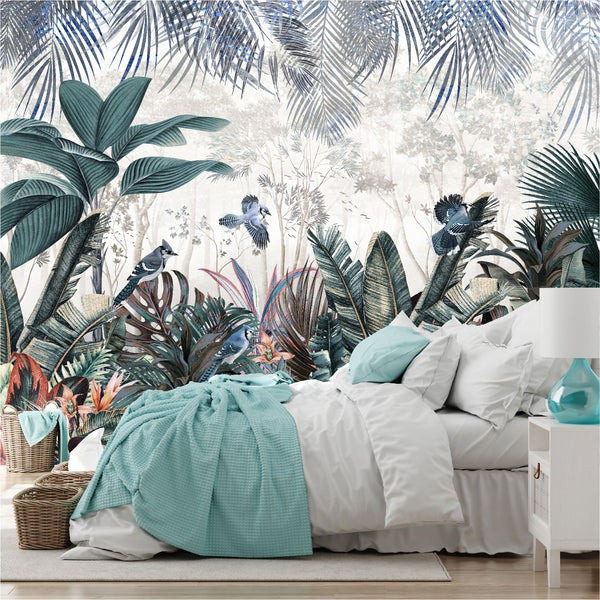 Mural Jardín Tropical con hojas coloridas - MT439