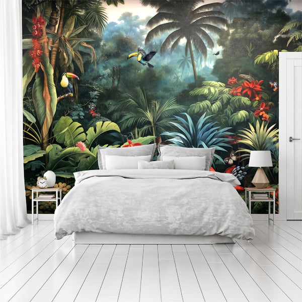 Mural Jungla Tropical con Loros - MT405