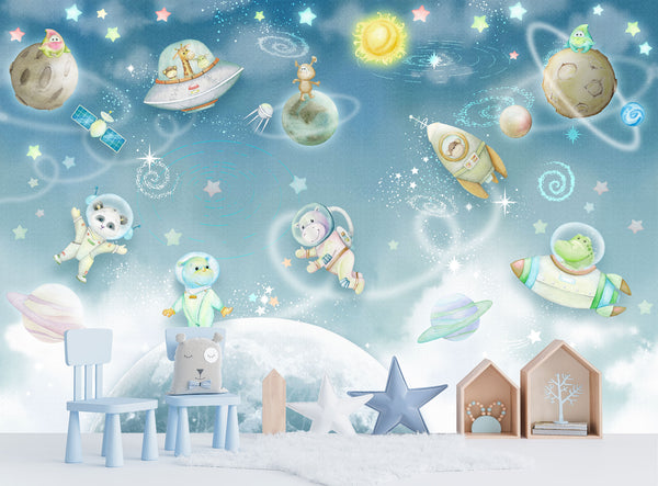 Mural Animalitos Astronautas - MI046
