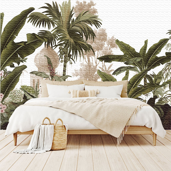 Vinilo Mate Selva Tropical con Castillo Antiguo 135