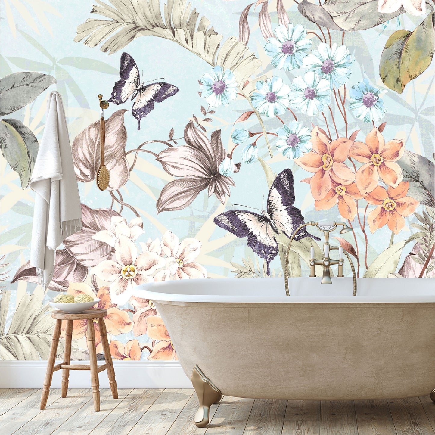Mural Flores y Mariposas - MT244
