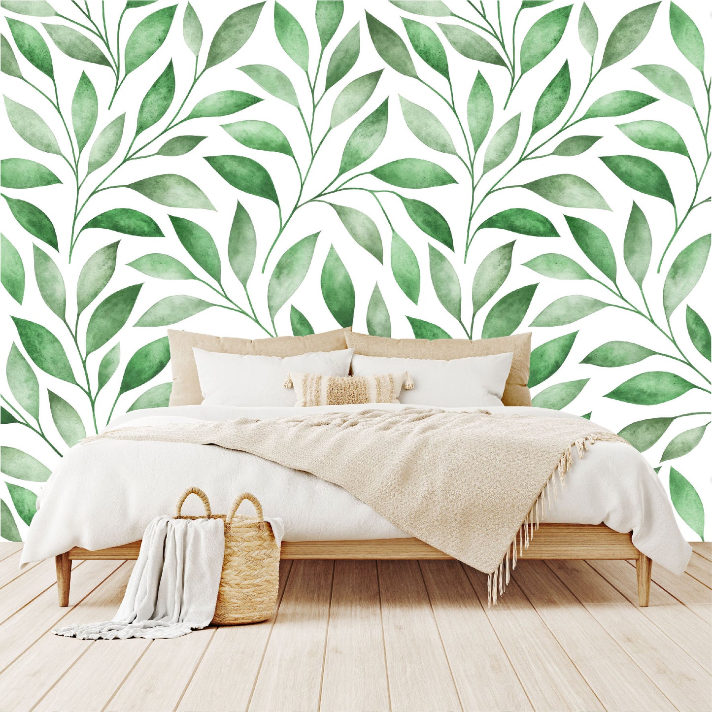 Vinilo Mate Tropical Hojas Verdes Estilo Acuarela 123