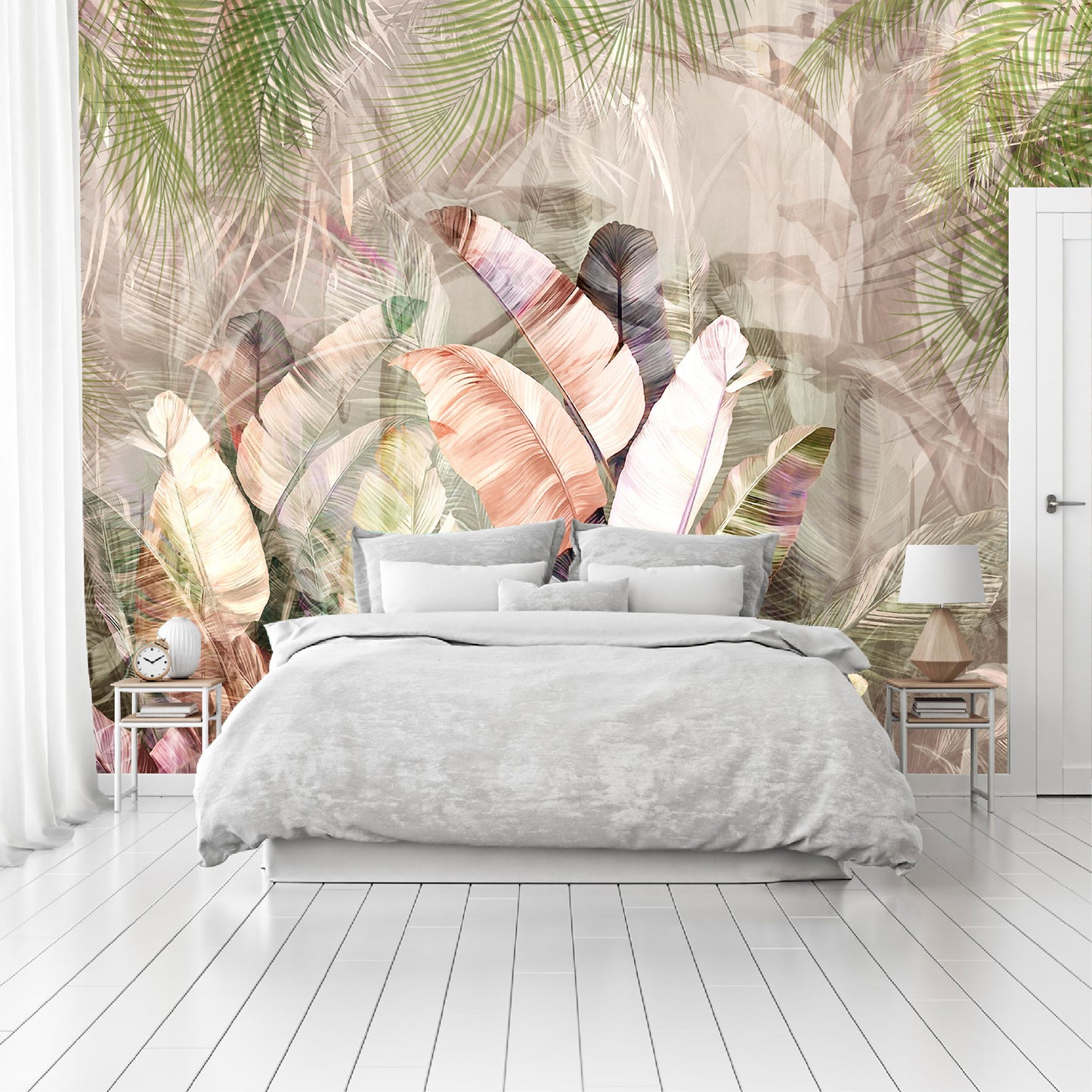 Mural Tropical Plumas Coloridas - MT578