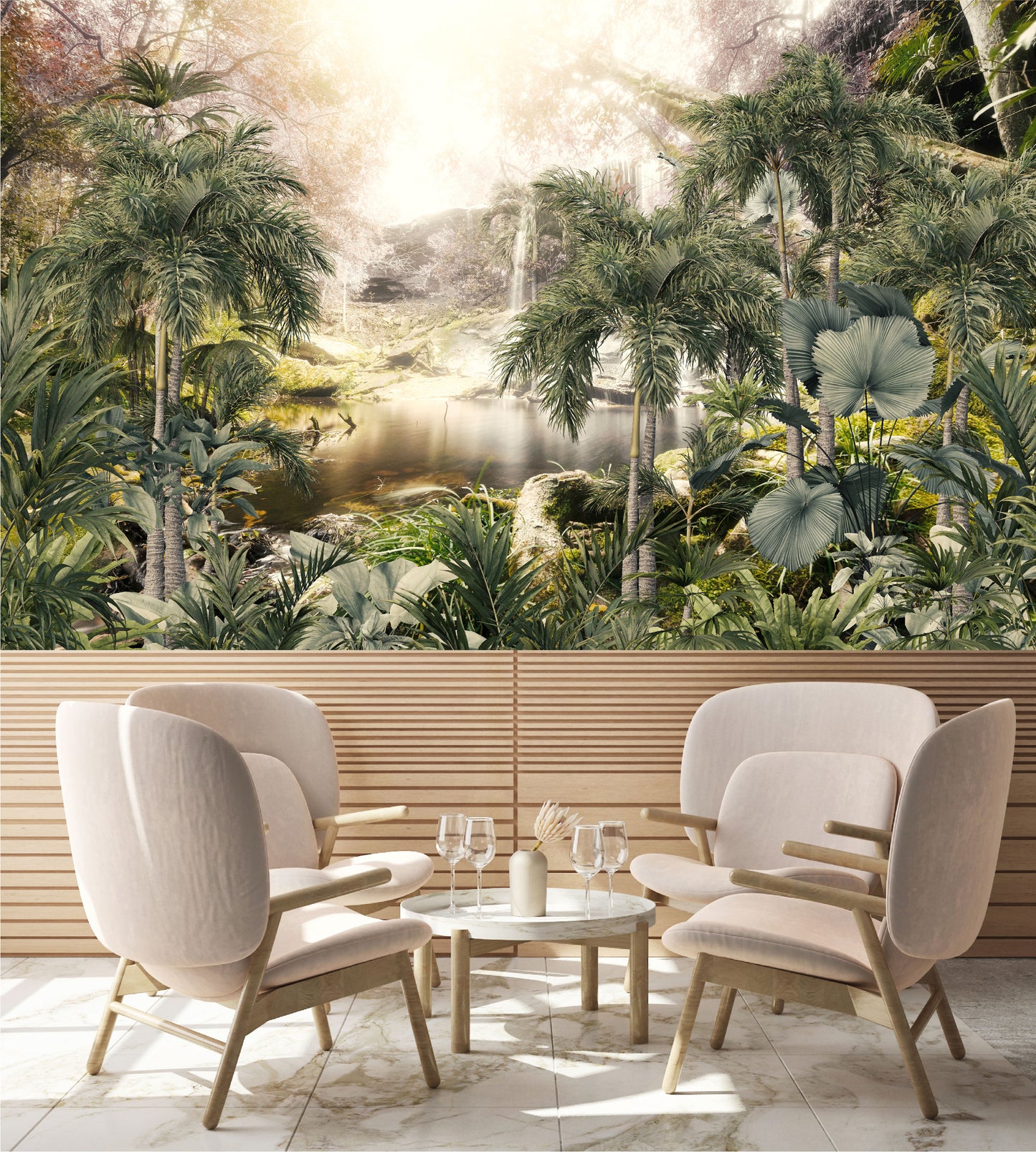 Fotomural Bosque Tropical con Lago - VCORP144