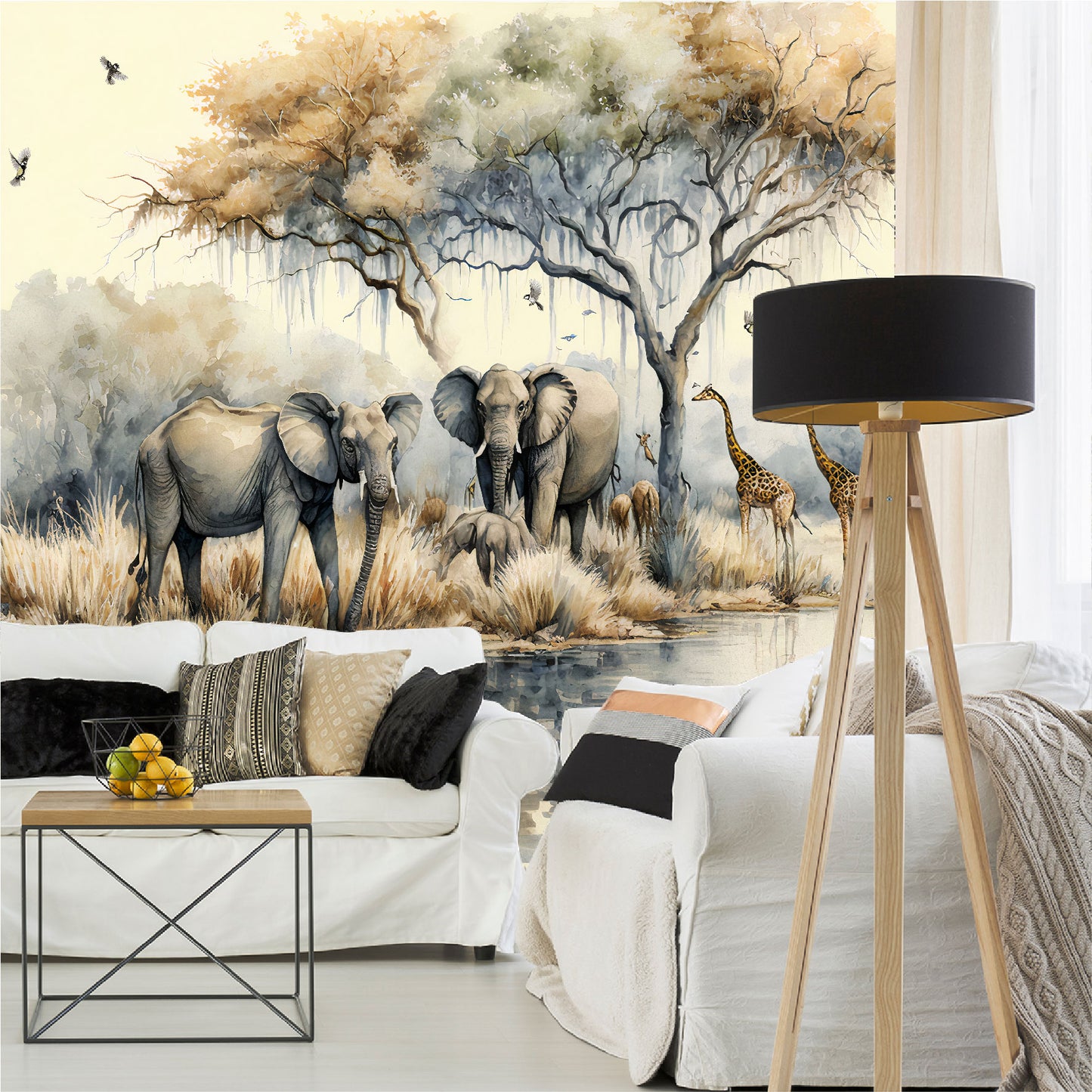 Mural Paisaje en una selva africana con árboles junto a un río - MT331