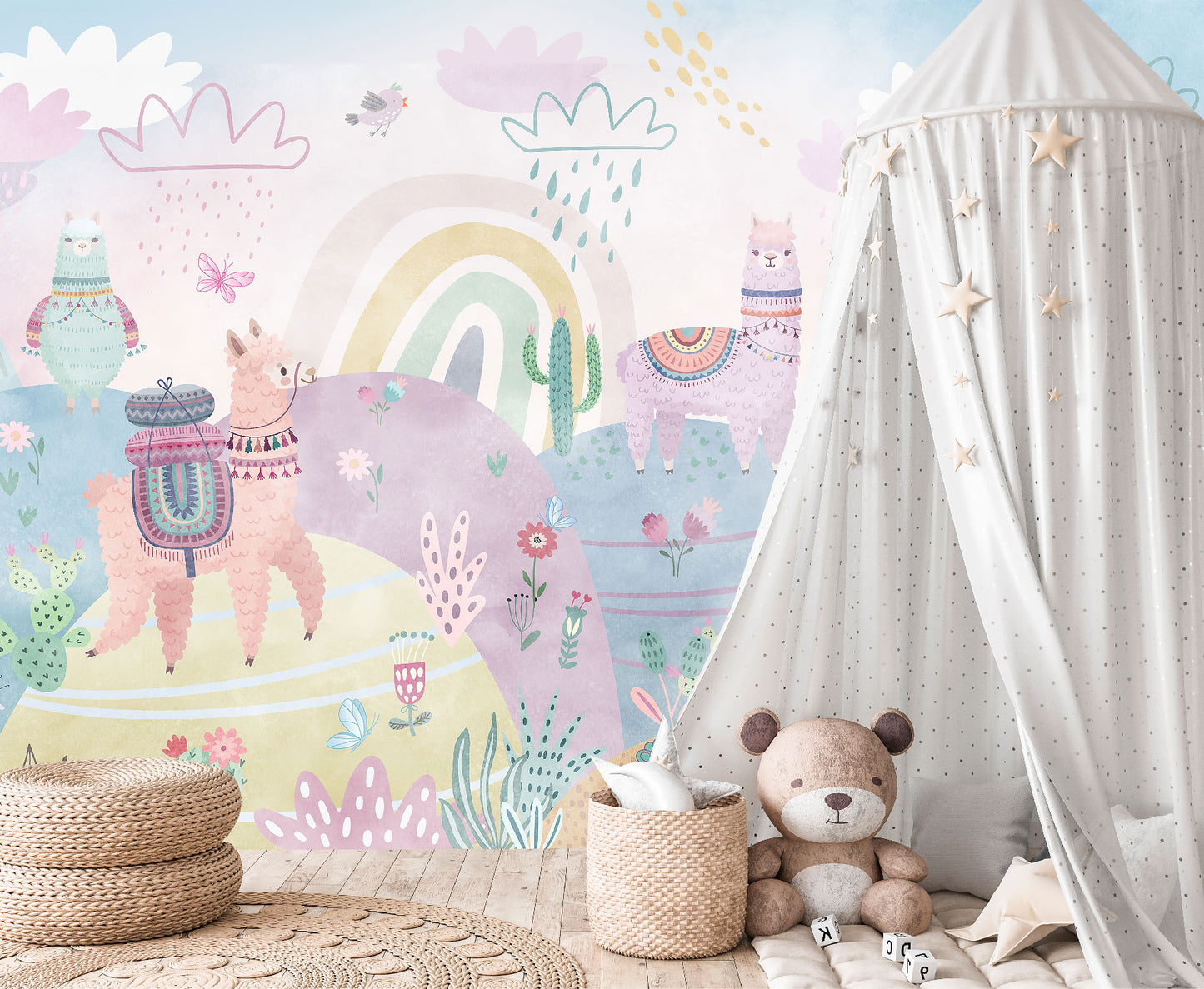 Mural Llamas en paisaje colorido - MI049
