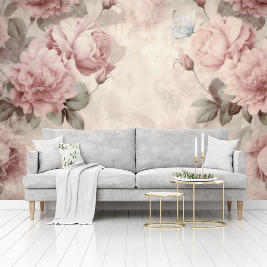 Mural Vintage Flores Peonias - MT412