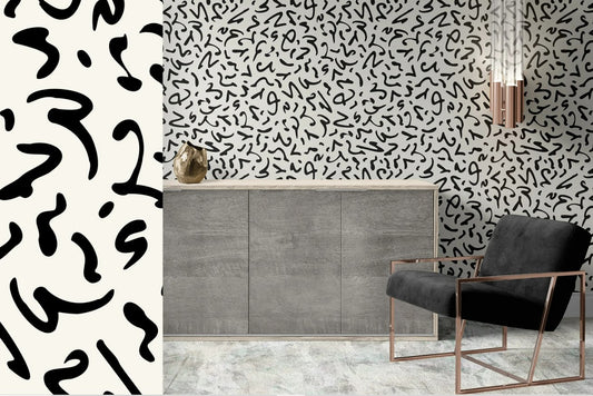 Mural Abstracto Lineas Libres Negras - MUABS010