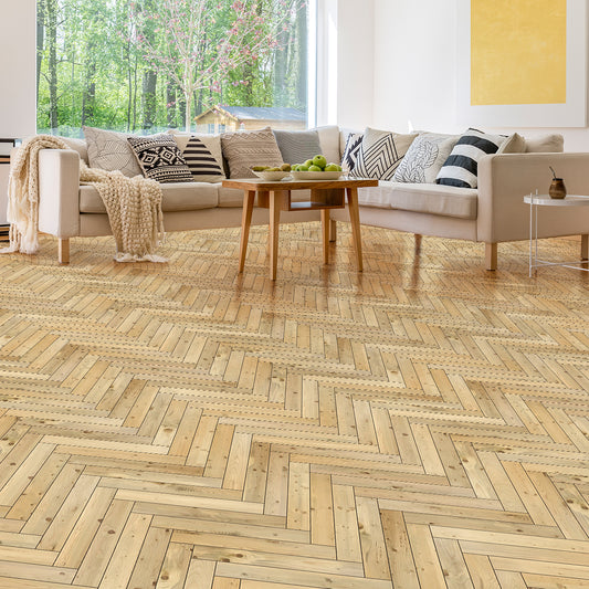 Vinilo Alto Transito Modelo Simil Madera Espiga Clara 100x100cm - ATM352