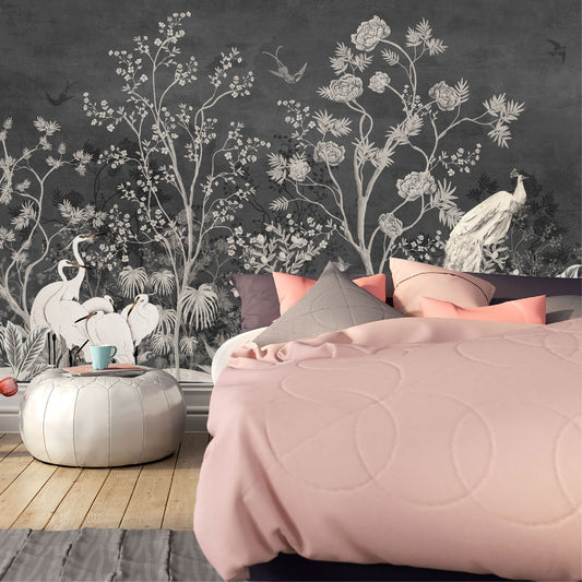 Mural Jardín Vintage con Fondo Oscuro - MT259
