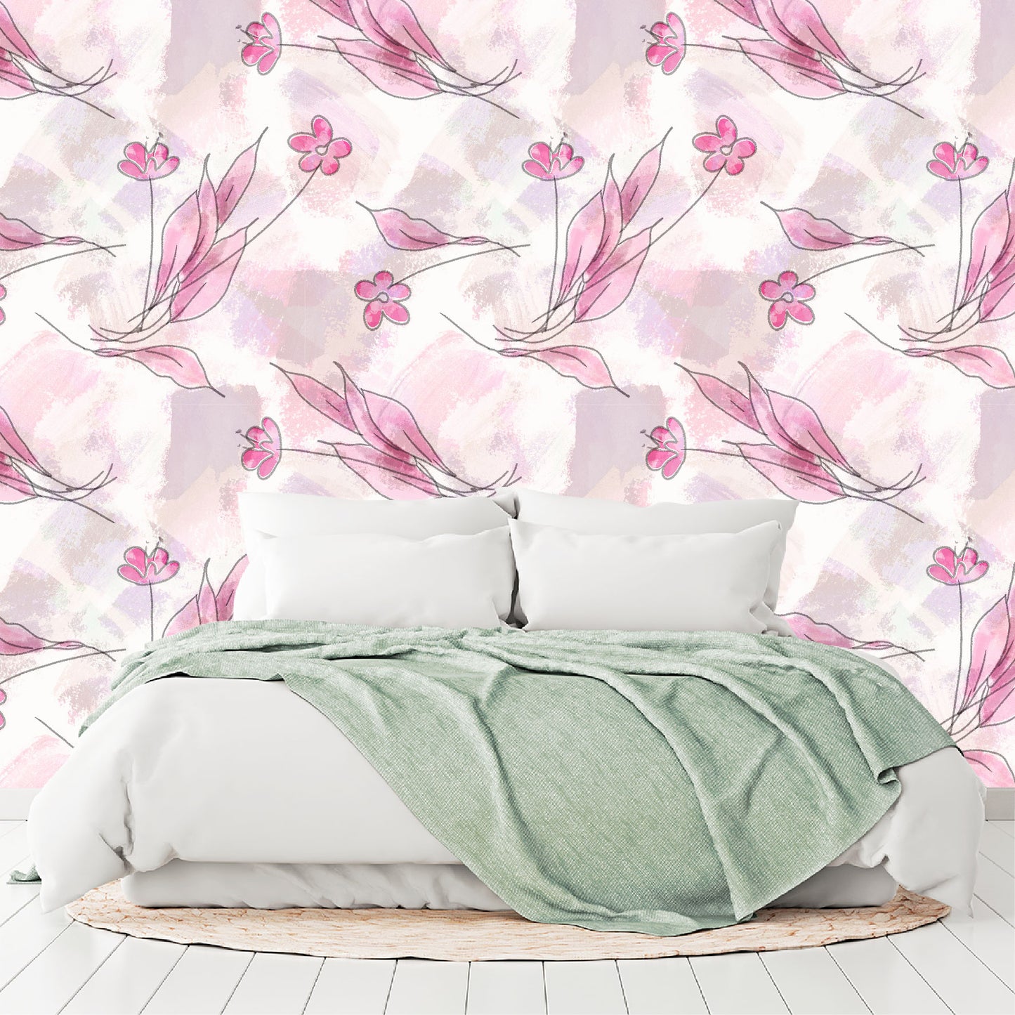 Mural Flores Rosas Abstractas - MT146