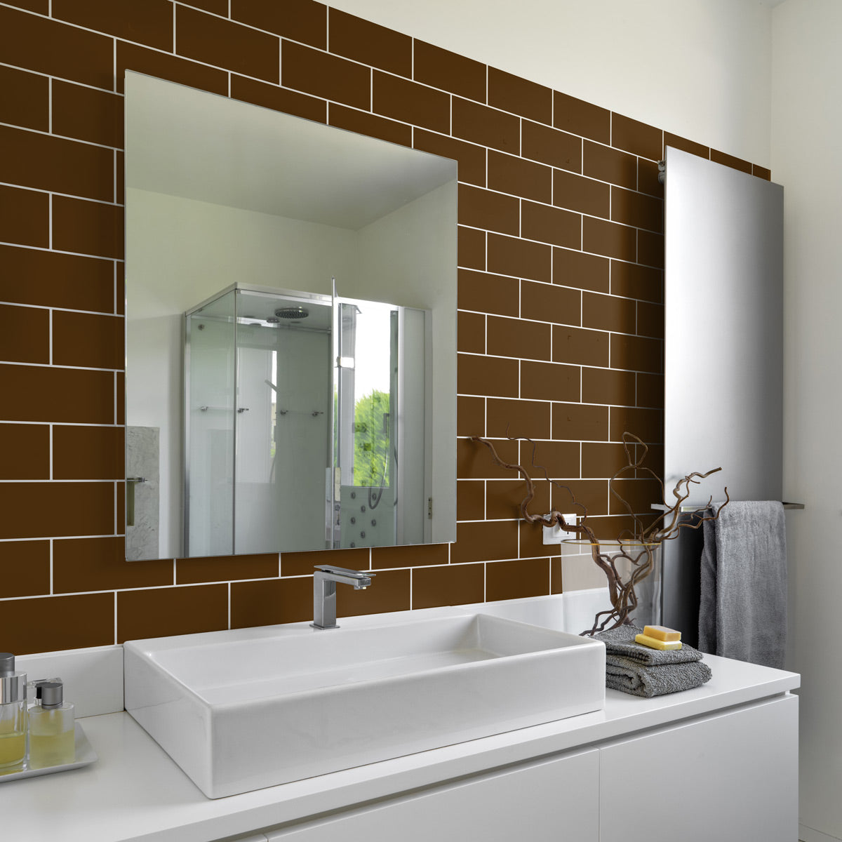Vinilo Autoadhesivo Mate Modelo Brick Subway - 100x100cm