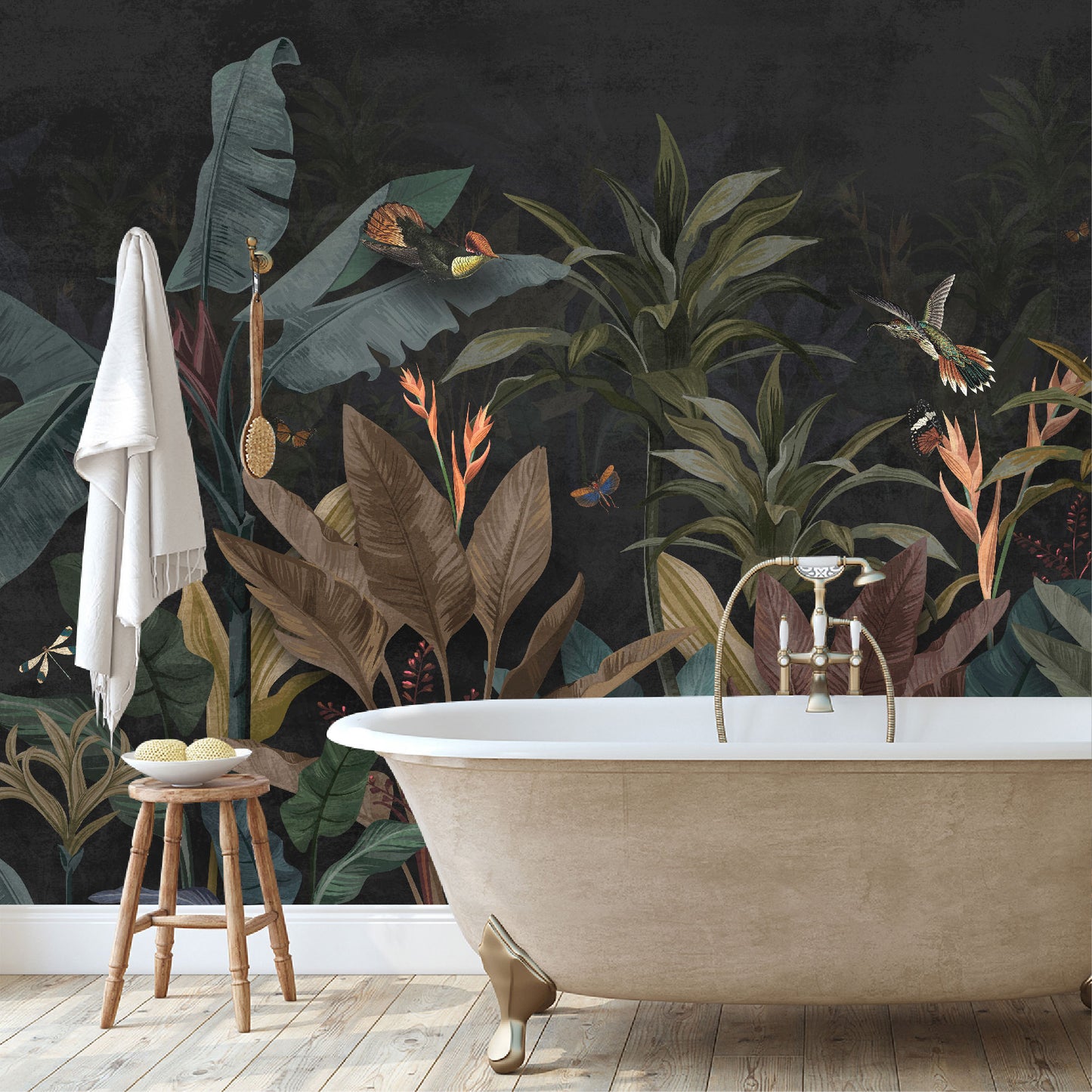 Mural Jungla Vintage Fondo Oscuro - MT250