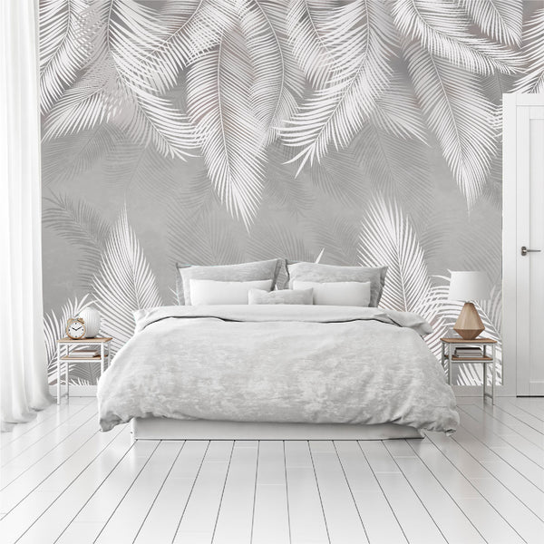 Mural Plumas Blancas y Grises - MT414