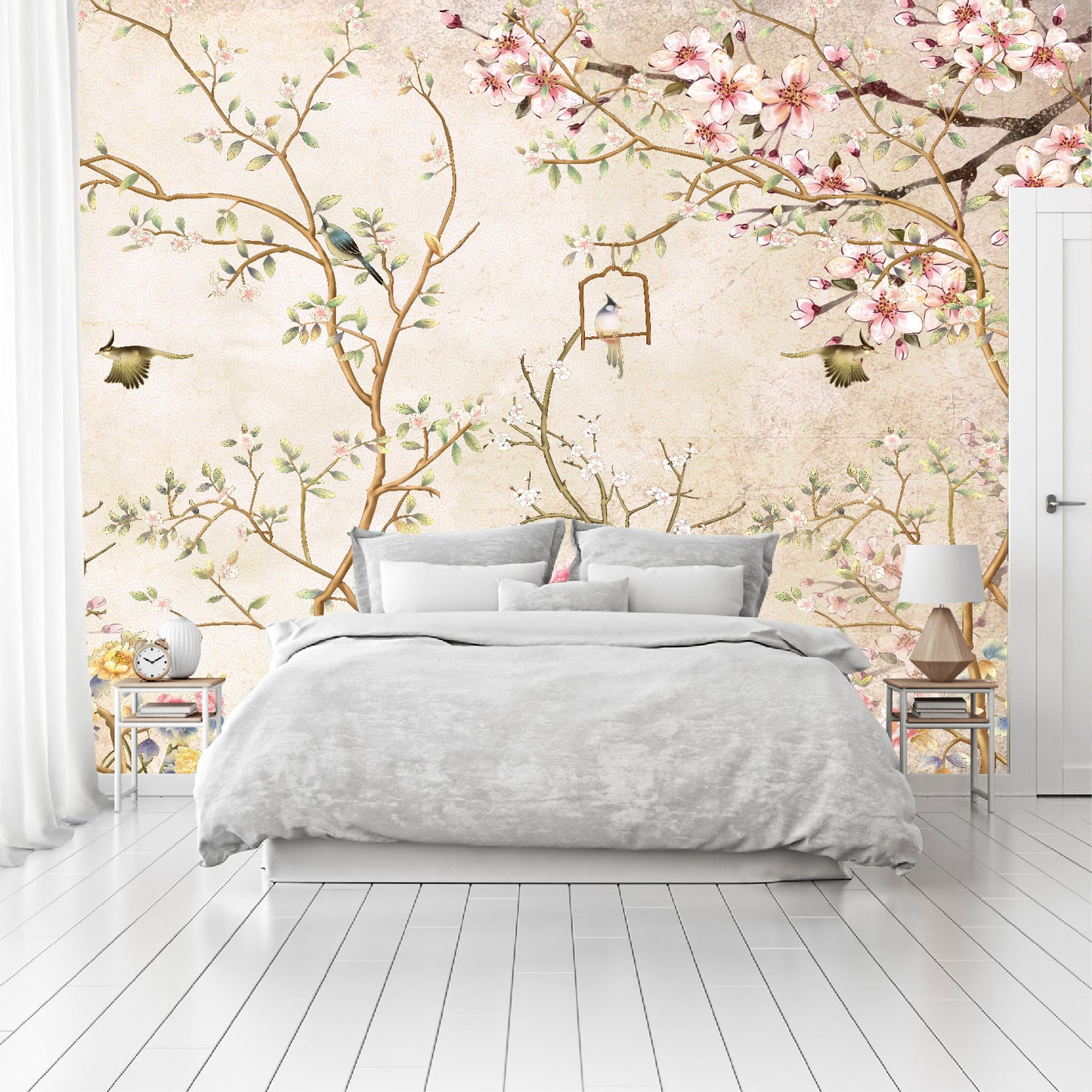 Mural Tropical Flores Campestres Estilo Inglés  - MT049