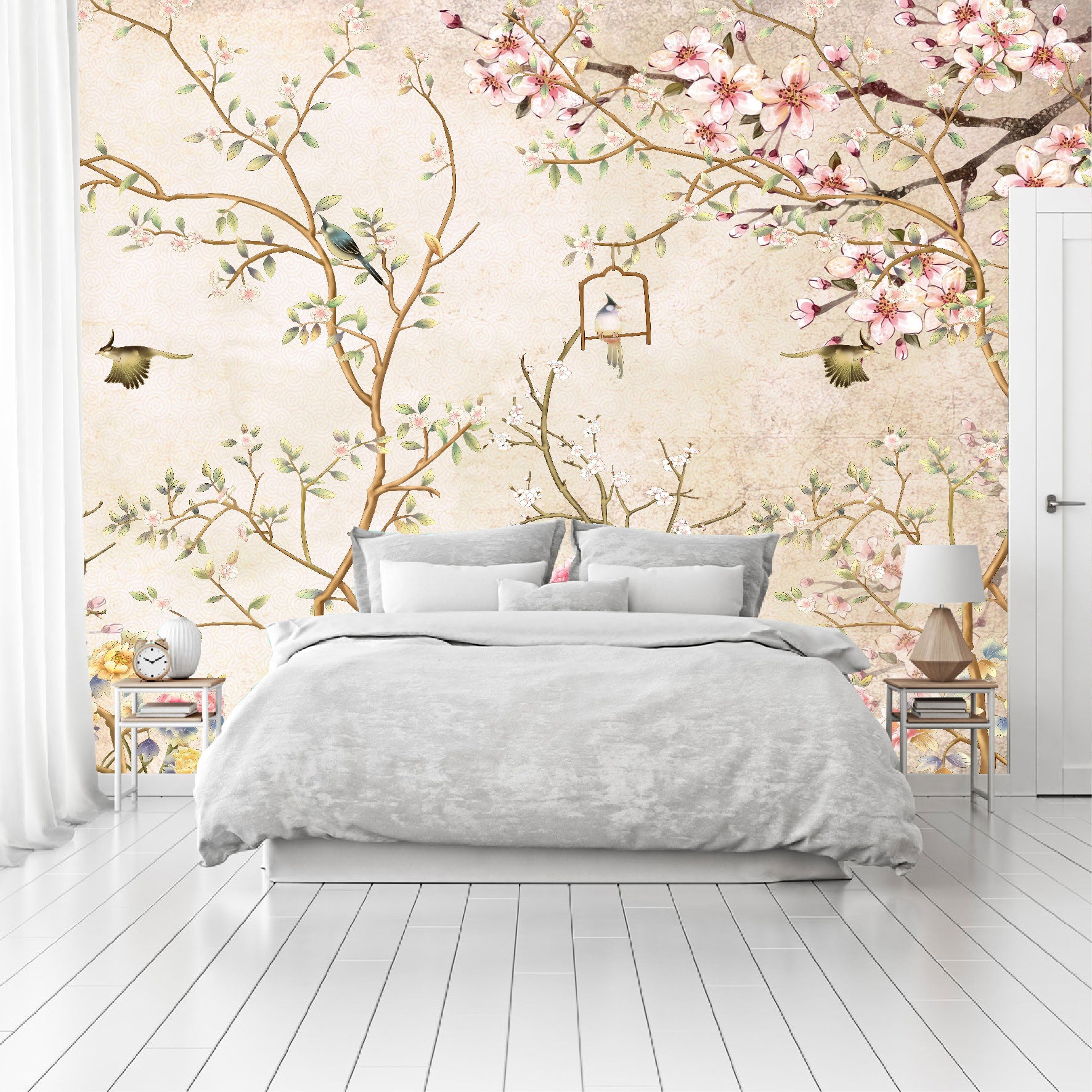 Mural Tropical Flores Campestres Estilo Inglés  - MT049