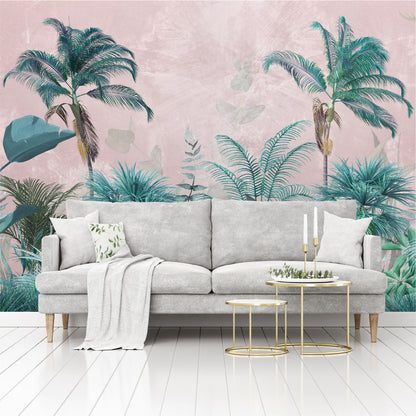 Mural Jungla Tropical con Fondo Rosa - MT189