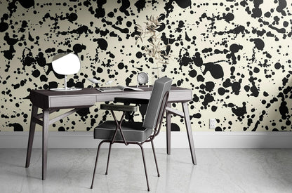 Mural Abstracto Gotas de Tinta Negra - MUABS014