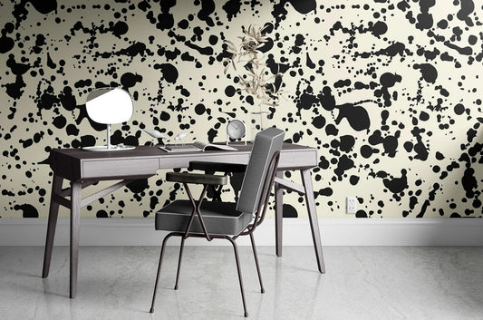 Mural Abstracto Gotas de Tinta Negra - MUABS014