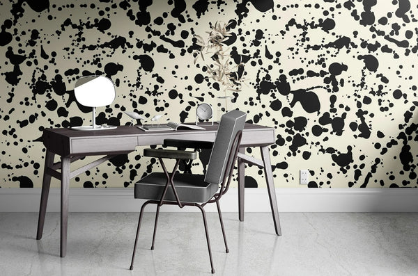 Mural Abstracto Gotas de Tinta Negra - MUABS014