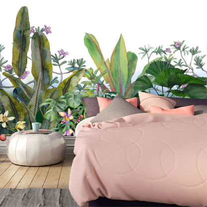Mural Hojas Tropicales con Flores - MT156