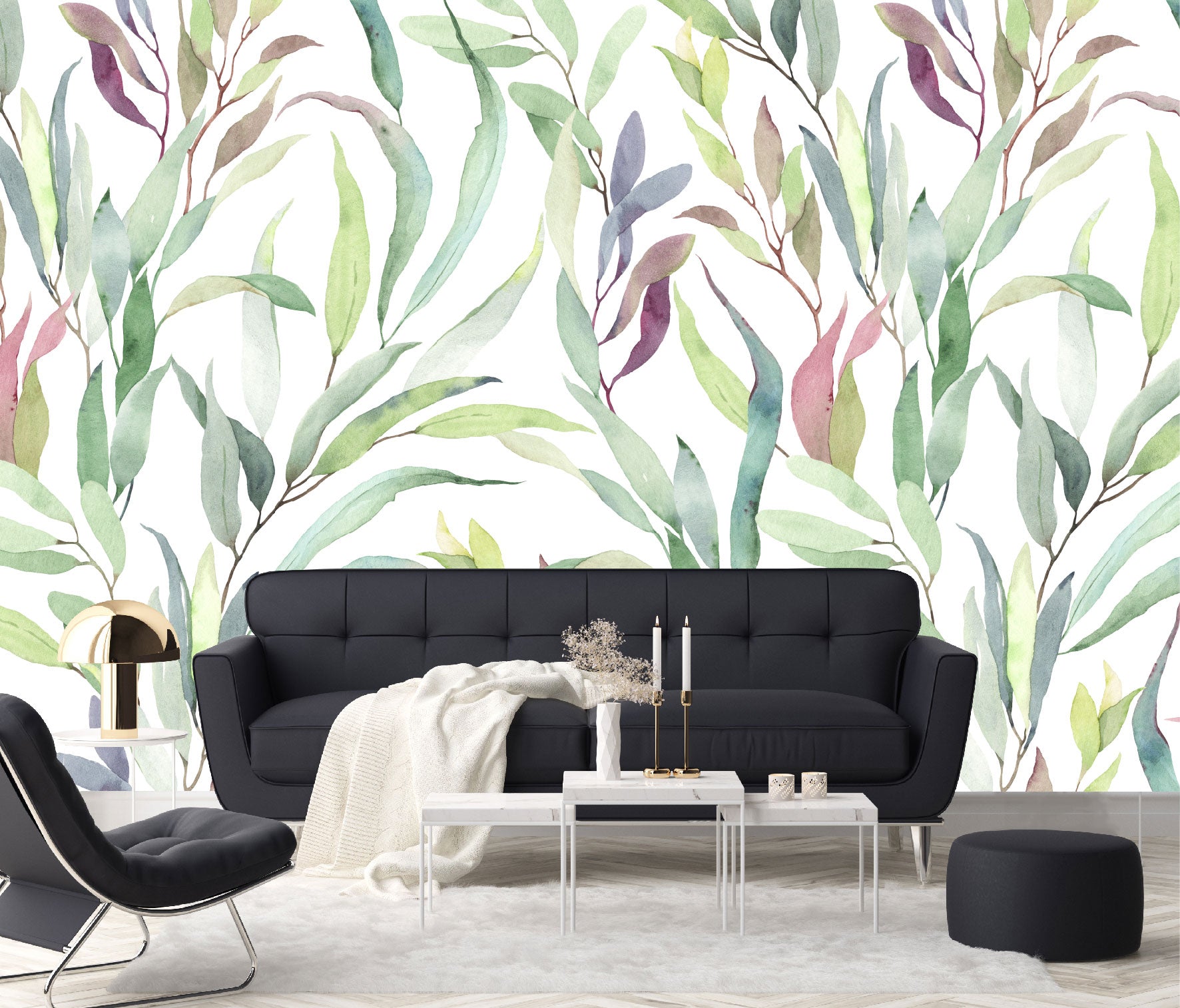 Mural Tropical Hojas Coloridas - MT187