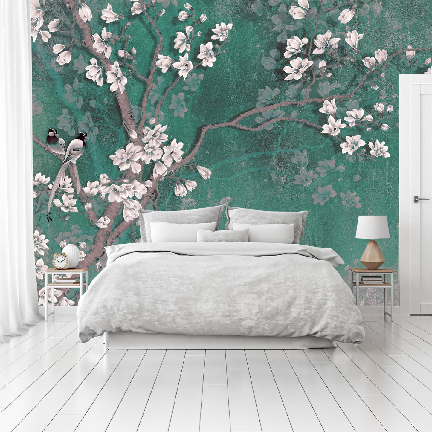 Mural Tropical Árbol con Flores y Pájaros - MT186