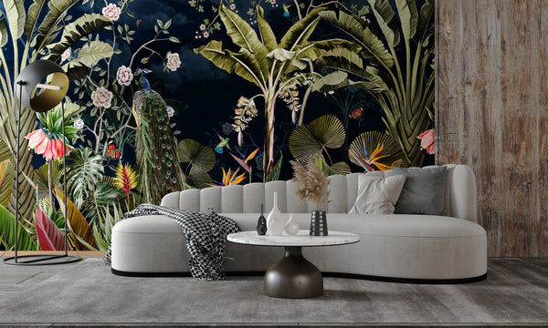 Mural Selva tropical con pavo real - MT497