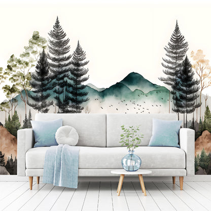 Mural tropical bosque acuarelado - MT366