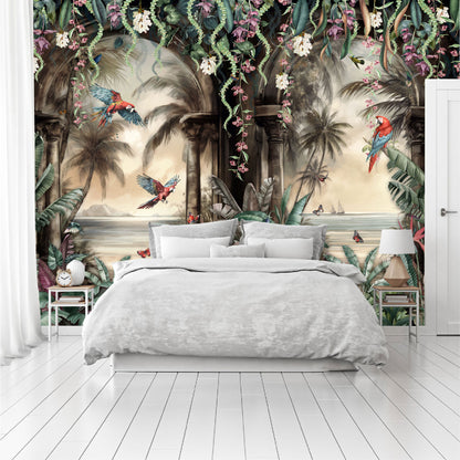 Mural Arco Tropical con loros en el bosque  - MT443