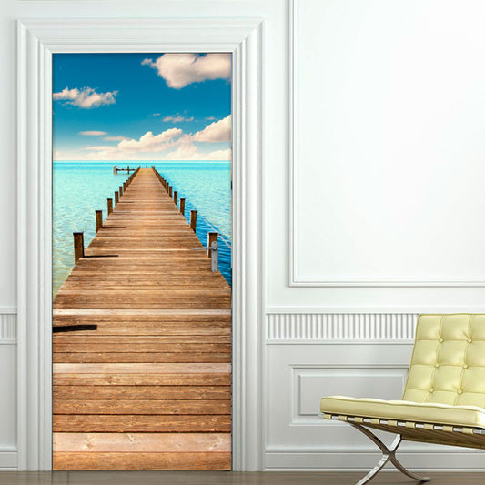 Vinilo Decorativo Para Puertas - Embarcadero en la Playa - VP006