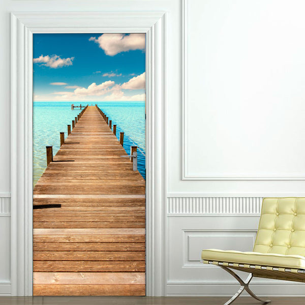 Vinilo Decorativo Para Puertas - Embarcadero en la Playa - VP006