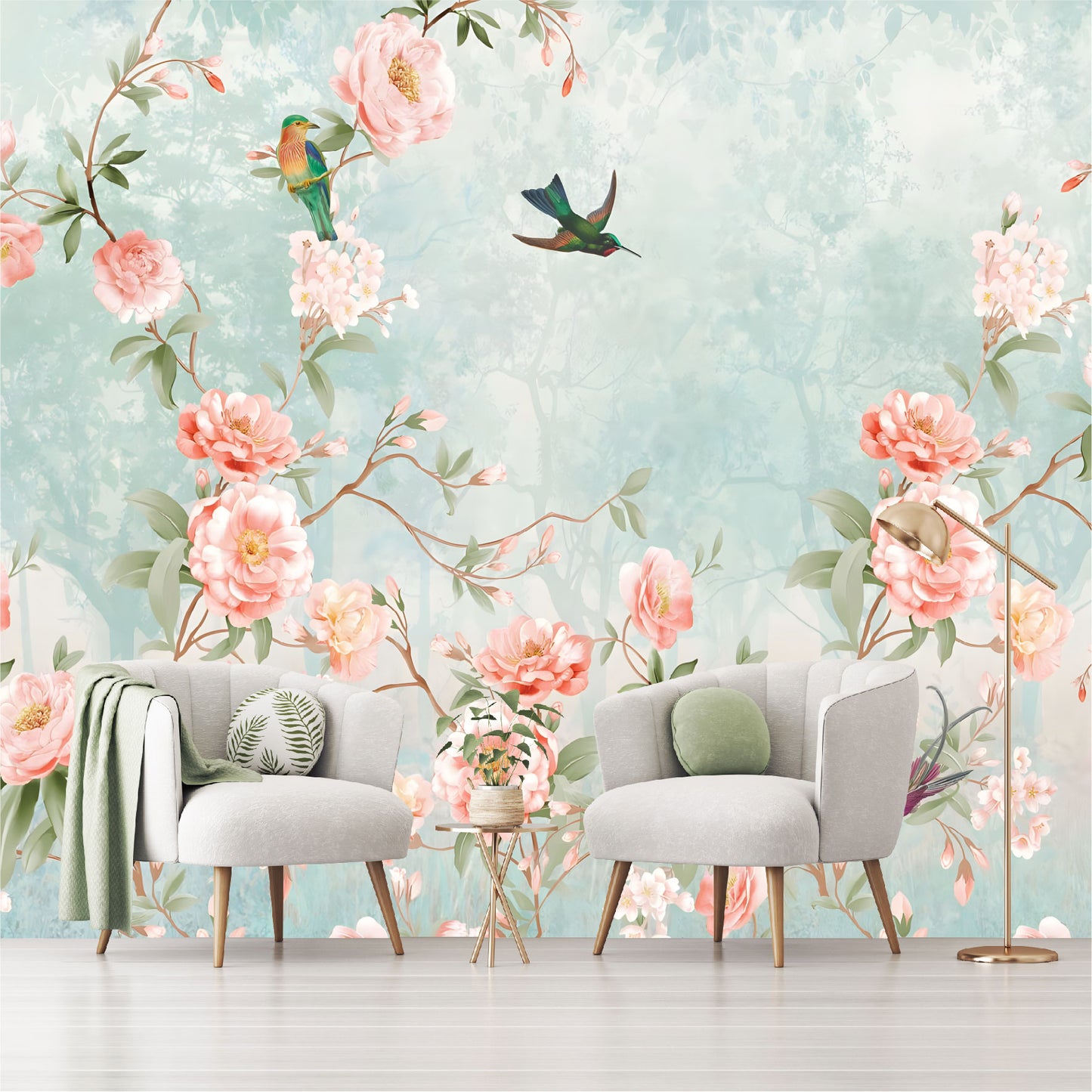 Mural enredadera de peonias - MT368