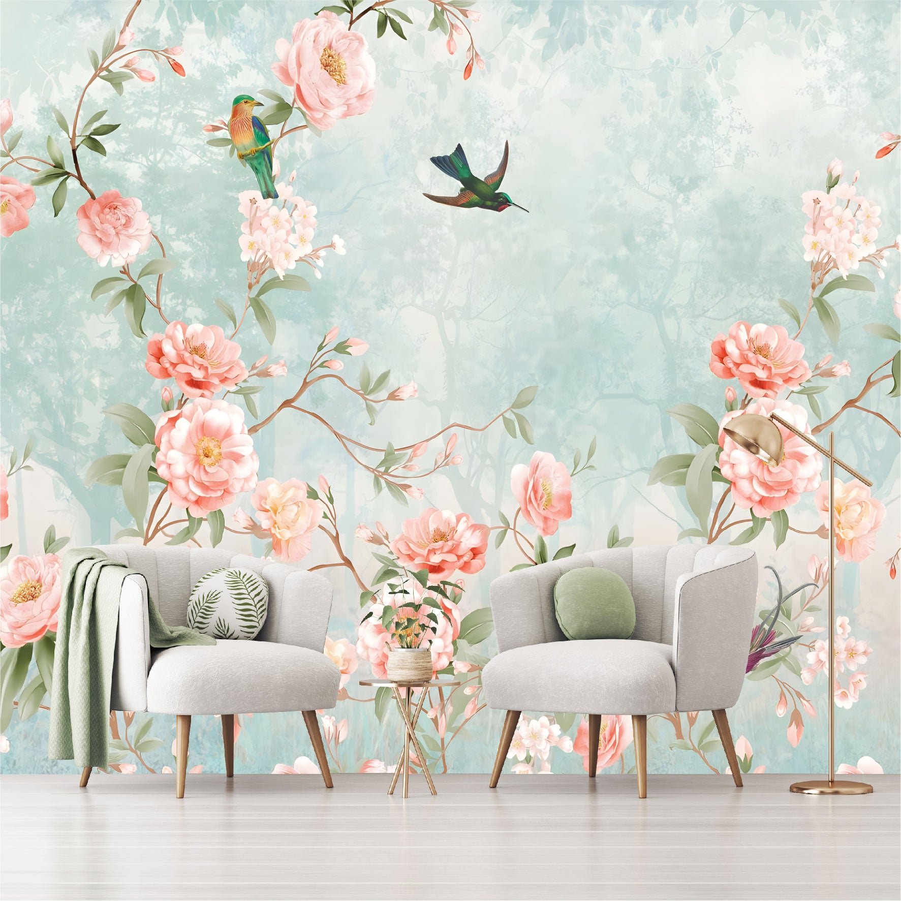Mural enredadera de peonias - MT368