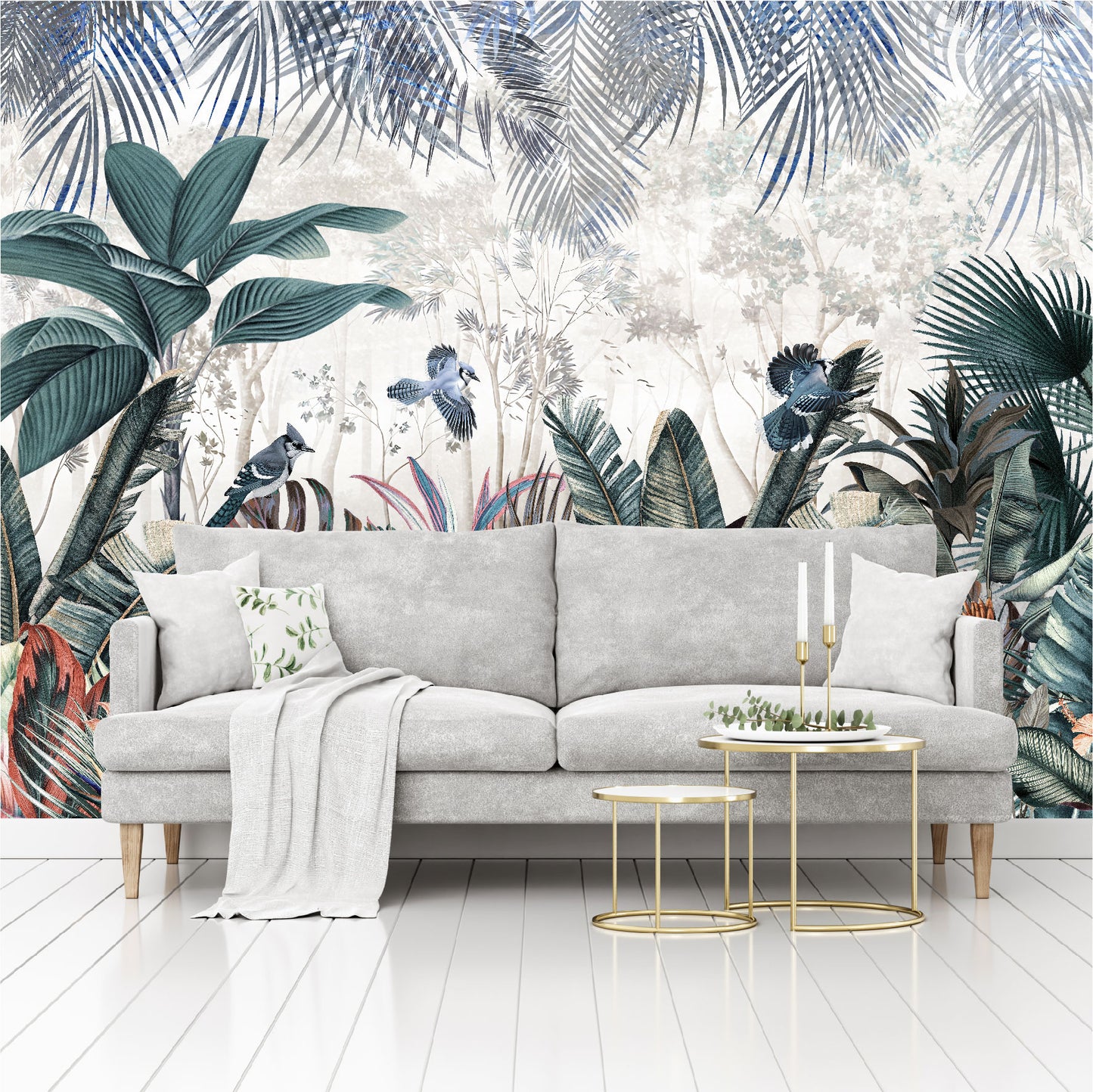 Mural Jardín Tropical con hojas coloridas  - MT439
