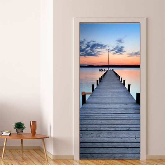 Vinilo Decorativo Para Puertas atardecer en la playa - VP014