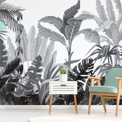 Mural Jungla Tropical Blanco y Negro - MT137