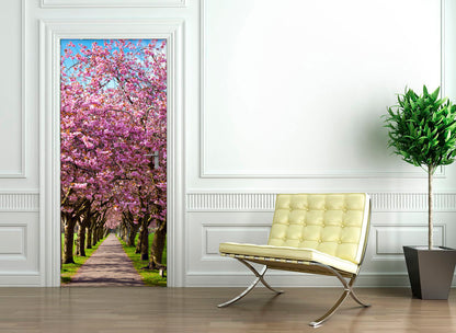 Vinilo Decorativo Para Puertas - Árboles con Flores - VP008