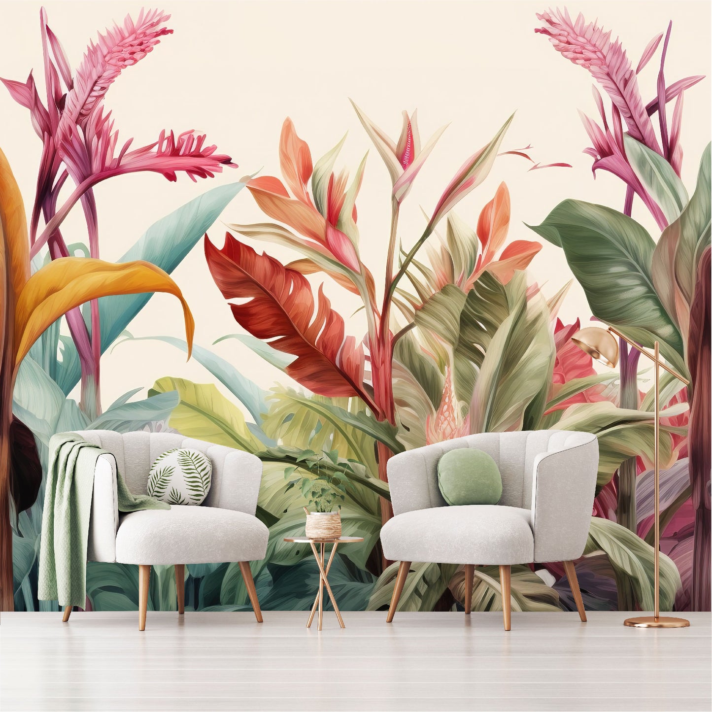 Mural Hojas Tropicales Coloridas - MT447