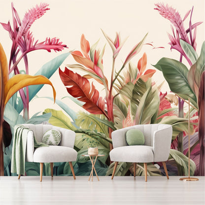 Mural Hojas Tropicales Coloridas - MT447