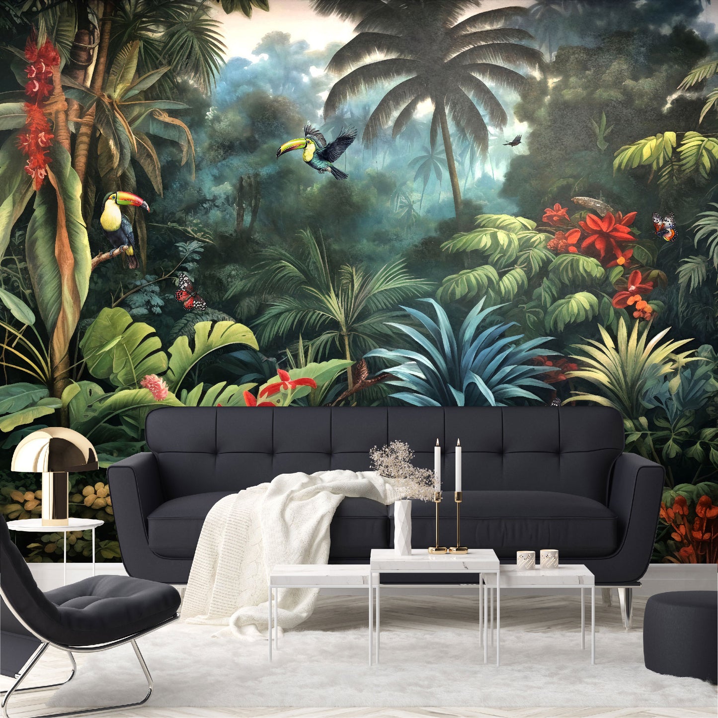 Mural Jungla Tropical con Loros - MT405