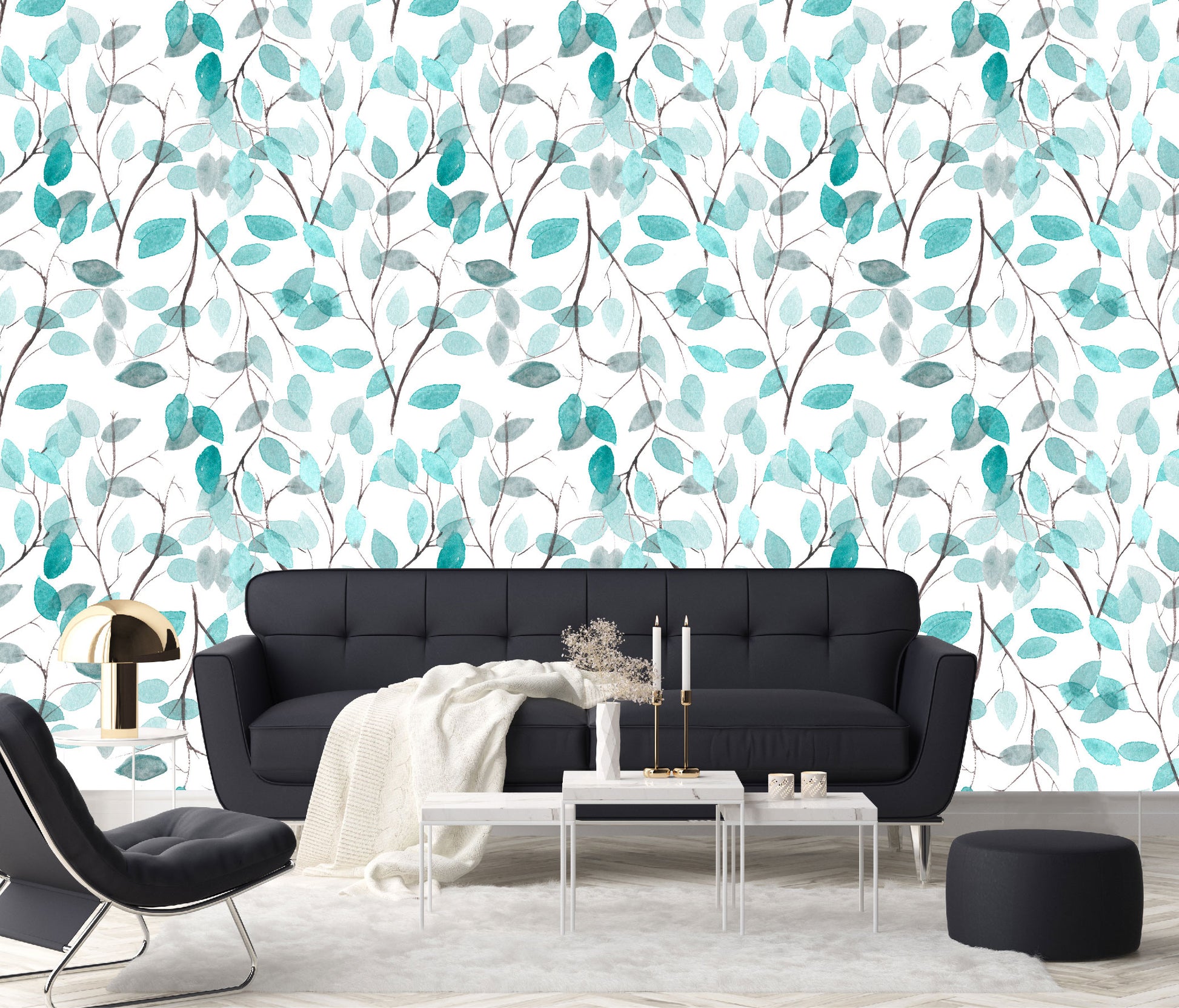 Vinilo Mate Hojas Color Aqua 030