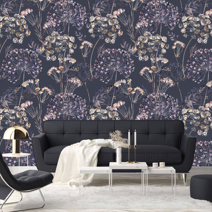 Mural Mate Flores Estilo Boho fondo oscuro - MT426
