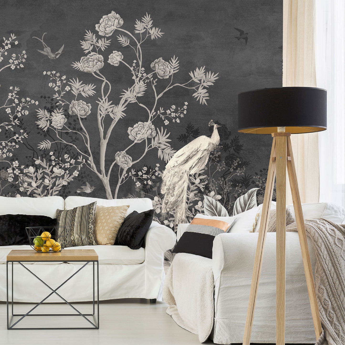 Mural Jardín Vintage con Fondo Oscuro - MT259