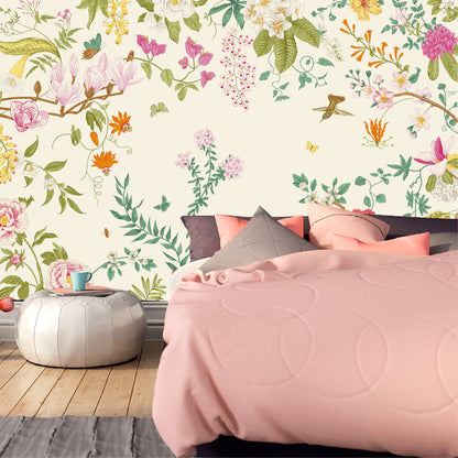 Mural Jardín Tropical con Flores y Mariposas - MT483