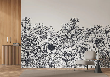 Mural Floral pintado grabado - MT614