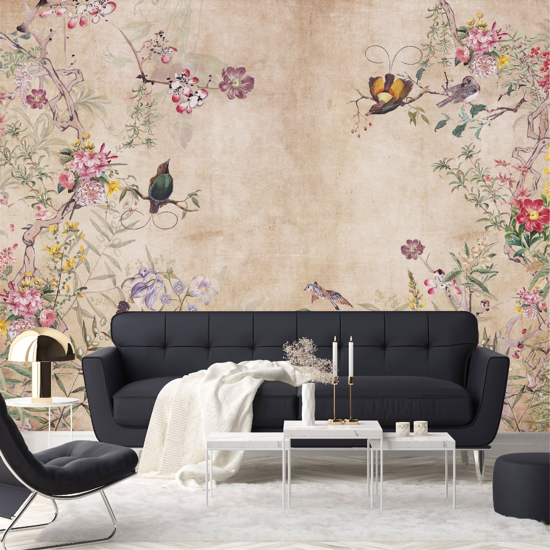 Mural Flores de Campo con fondo vintage - MT190