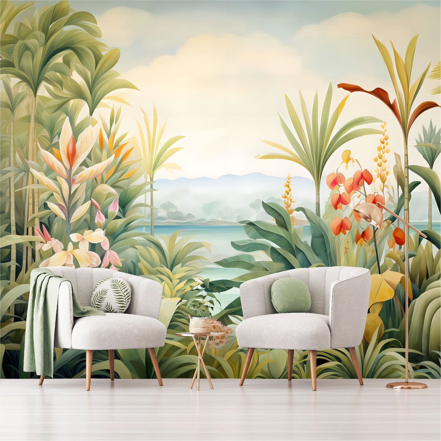 Mural Selva Tropical con flores exóticas- MT446