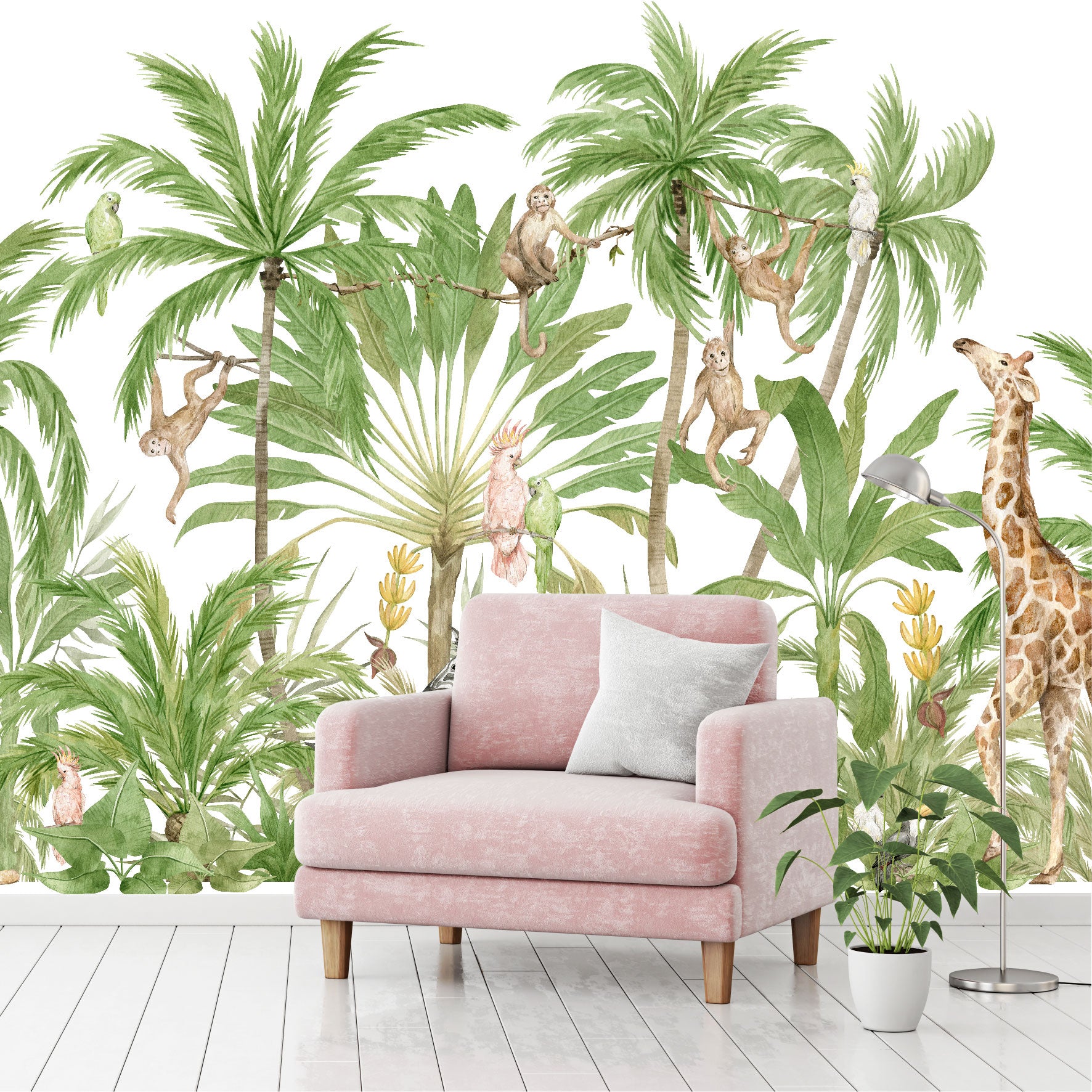 Mural Jungla Tropical con Animales - MT485