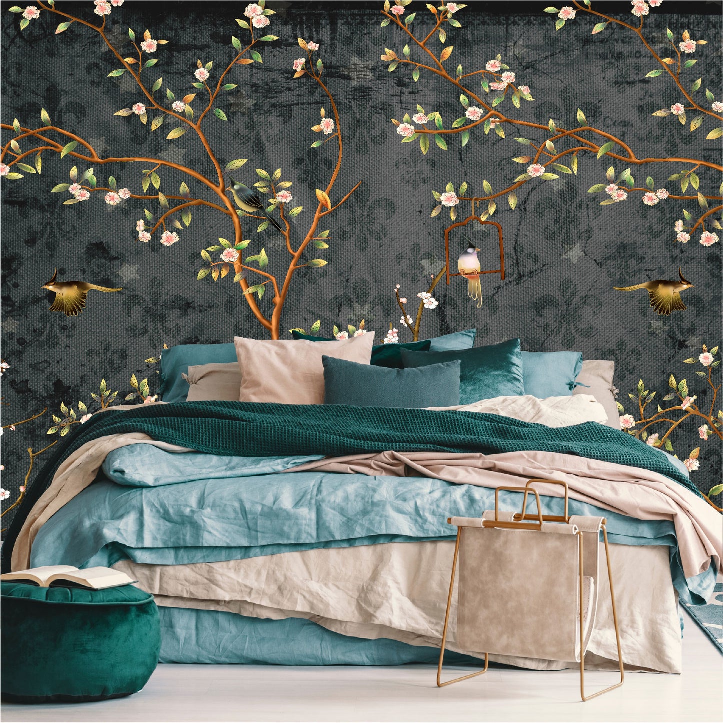 Mural Campestre Inglés Gris Oscuro - Negro - MT375